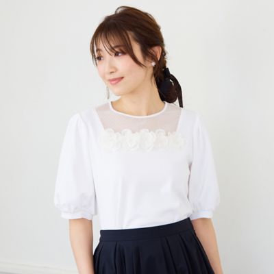 Rose Tiara (Women/大きいサイズ)/ローズティアラ(大きいサイズ) ドットチュールカットソー(51122504)