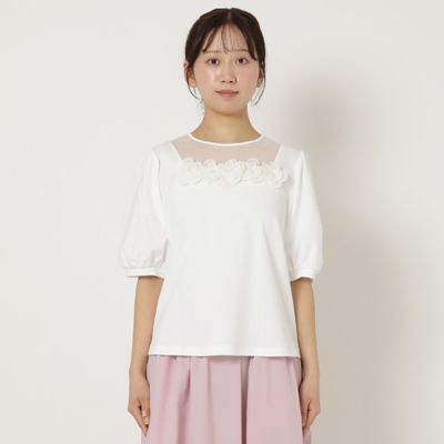 【人気追加／手洗い可】ドットチュールカットソー（５１１２２５０４Ａ）