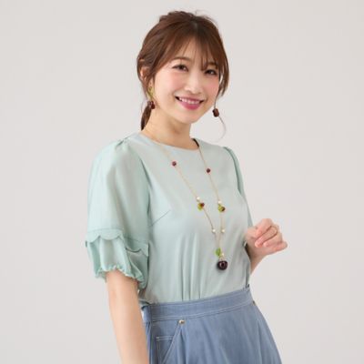 【接触冷感／ＵＶカット／手洗いＯＫ】ボリューム袖カットソー（５１１２３５０１Ａ）