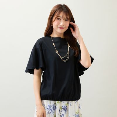 ＜Rose Tiara (Women/大きいサイズ)＞【接触冷感／綿１００％／手洗いＯＫ】フレアスリーブカットソー（５１１２４５０７）