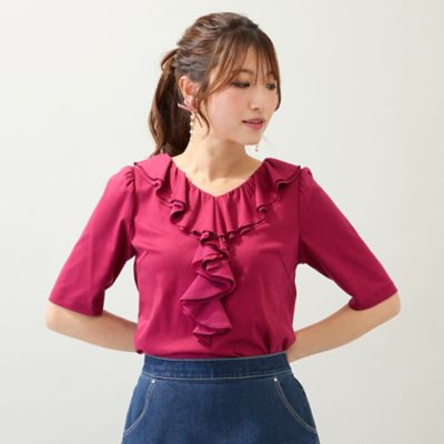【接触冷感／綿１００％／手洗いＯＫ】フリルカットソー（５１１２４５０８）