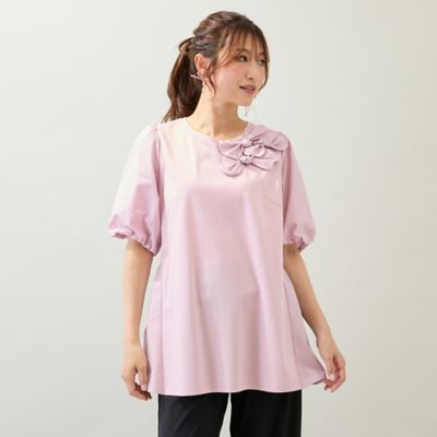 【接触冷感／ＵＶカット／手洗いＯＫ】バックギャザー切替カットソー（５１１２４５０９）