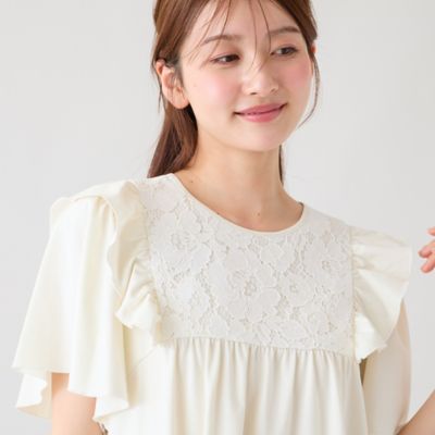 ヨークレース切替カットソー（51124604） | Rose Tiara (Women