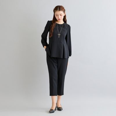 美品ローズティアラ 46大きい 接触冷感/UVカット/手洗い可ペプラムカットソー 接触冷感／UVカット／防シワ】タックペプラムカットソー