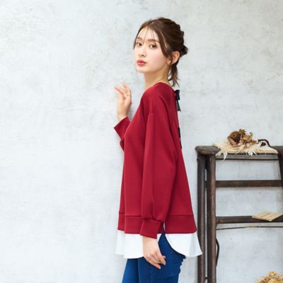 バックリボンレイヤード風プルオーバー（51125606A） | Rose