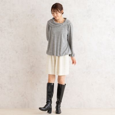 ラメ入りリボン襟カットソー（５１１２６４１０）