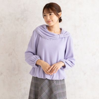 ラメ入りリボン襟カットソー（５１１２６４１０）