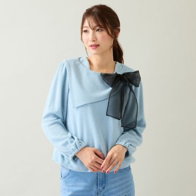 エフデ　マーリエパーエフデ　大きいサイズ　今期　リボンカットソー　ローズティアラ ビッグカラーリボンカットソー（51126505） | Rose Tiara