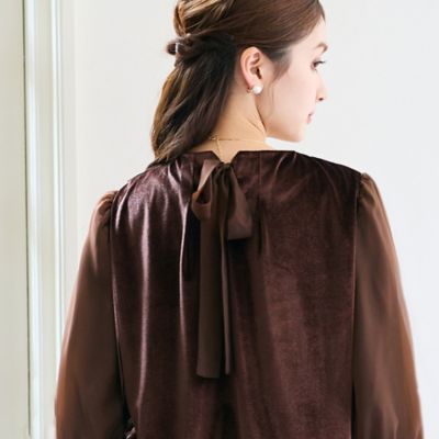 チュール袖バルーンベロアプルオーバー（51126601） | Rose 