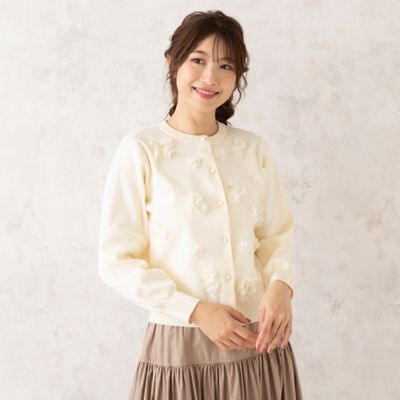Rose Tiara (Women/大きいサイズ)/ローズティアラ(大きいサイズ) チュールフラワーニットカーディガン(51131501)