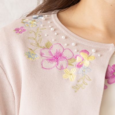 フラワー刺繍ニットカーディガン（５１１３１５０２）