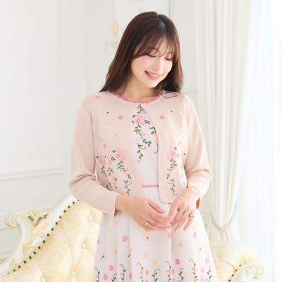 吹上刺繍クロップド丈ニットカーディガン（51131601） | Rose