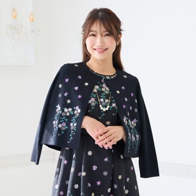 吹上刺繍クロップド丈ニットカーディガン（51131601） | Rose