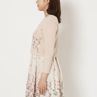 吹上刺繍クロップド丈ニットカーディガン（51131601） | Rose 