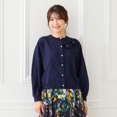 立体フラワーモチーフニットカーディガン（51131602） | Rose