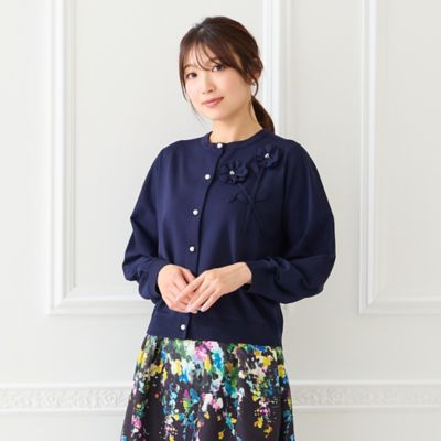 立体フラワーモチーフニットカーディガン（51131602） | Rose