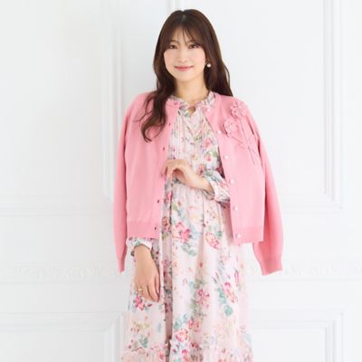 立体フラワーモチーフニットカーディガン（51131602） | Rose