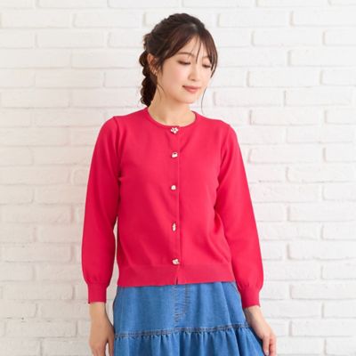 ＜Rose Tiara (Women/大きいサイズ)＞ファッションアイコンボタンニットカーディガン（５１１３２６０１）