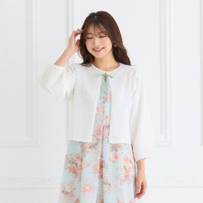 ＜Rose Tiara (Women/大きいサイズ)＞透かし編みニットジャカードカーディガン（５１１３２６０６）