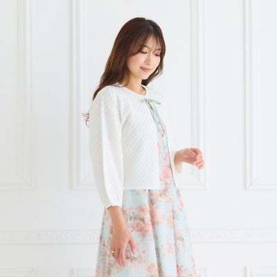 透かし編みニットジャカードカーディガン（51132606） | Rose