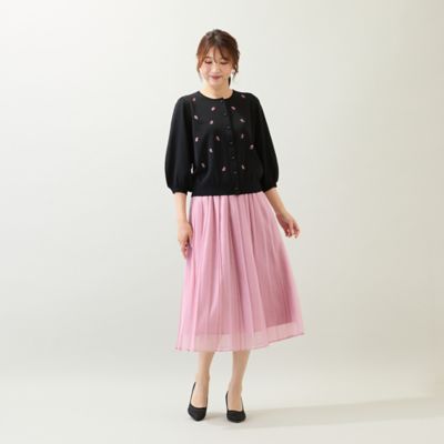 20,900円　ローズティアラ　サクランボニット刺繍　ダークブルー42 20, ローズティアラ サクランボニット刺繍 ダークブルー42