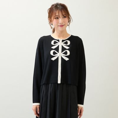 No15.Rose Tiara ローズティアラ　ノーカラージャケット袖リボン50 セール】ファンシーツイード調ジャケット（ノーカラージャケット