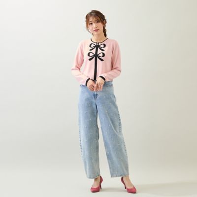 ★新品未使用★ローズティアラ 大きいサイズ リボンカーディガン ネイビー 50 人気再登場】リボンカーディガン（51135503） | Rose Tiara