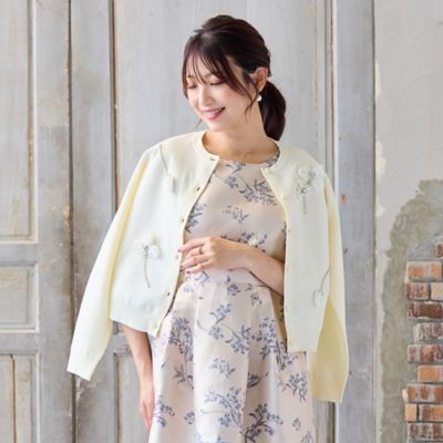 83美品　大きいサイズ　Rose Tiara ノーカラー ジャケット ローズティアラ(Rose Tiara) レディース ノーカラージャケット