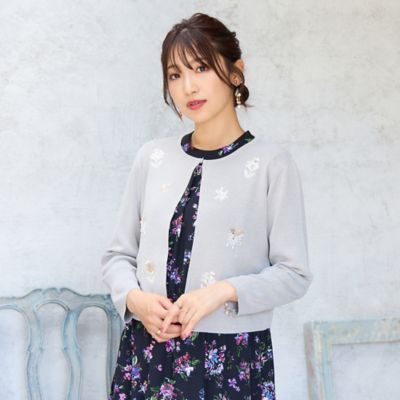 人気デザイン】フラワースパンコール刺繍カーディガン