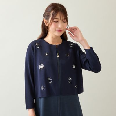 人気デザイン】フラワースパンコール刺繍カーディガン