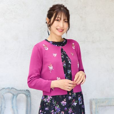 人気デザイン】フラワースパンコール刺繍カーディガン
