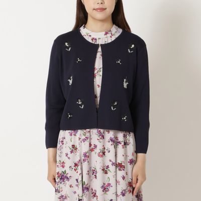 新品　タグつき　ローズティアラ　フラワー　刺繍　カーディガン　46 フラワー刺繍ニットカーディガン | ローズティアラ(Rose Tiara