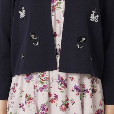 【LEONARD】近年タグ　人気　花柄刺繍カーディガン　スパンコール　フラワー LEONARD】近年タグ 人気 花柄刺繍カーディガン スパンコール フラワー