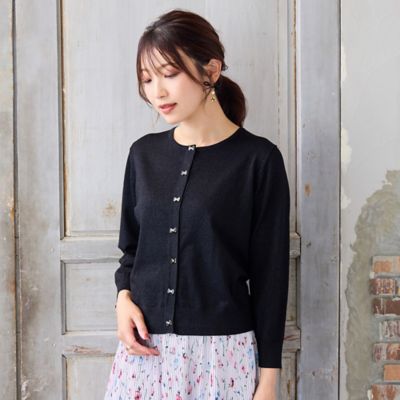 リボンボタンラメニットカーディガン（51135507） | Rose