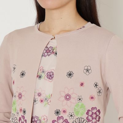 ローズティアラ RoseTiara フラワー刺繍カーディガン （ピンク
