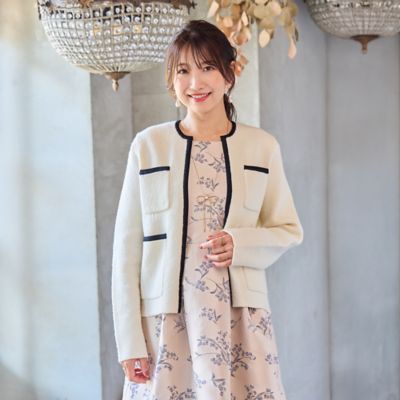 ＜Rose Tiara (Women/大きいサイズ)＞フロントオープンクルーネックカーディガン（５１１３６５０２）