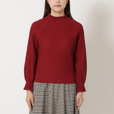 定番人気アイテム】ドロップショルダーフリル襟ニット