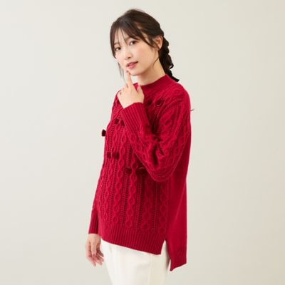 リボン×ケーブル編みニットプルオーバー（51136511） | Rose