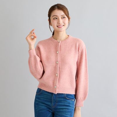 WEB限定カラー有】飾りボタン付きフラワースパンコールニット