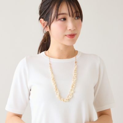 ＜Rose Tiara (Women/大きいサイズ)＞【２ｗａｙ】ツイストパール調ビーズネックレス（５１１４２６０２）