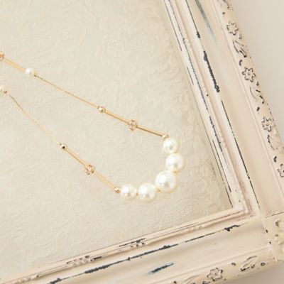 ＜Rose Tiara (Women/大きいサイズ)＞パール調ビーズゴールドシンプルネックレス（５１１４２６０３）