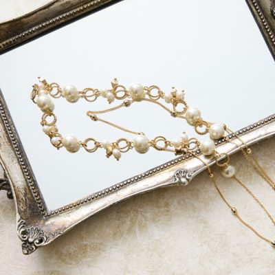 ＜Rose Tiara (Women/大きいサイズ)＞パールビーズ＆ボールチェーン２連ネックレス（５１１４５５０３）