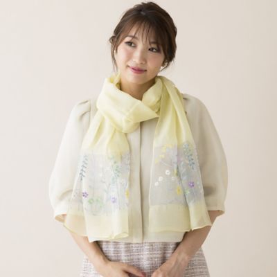 シルク混シアー刺繍ストール（５１１６１４０１） | ファッション・服