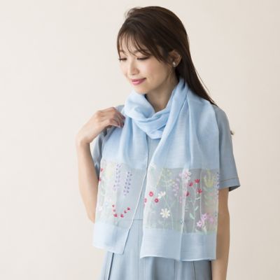 シルク混シアー刺繍ストール（５１１６１４０１） | ファッション・服 