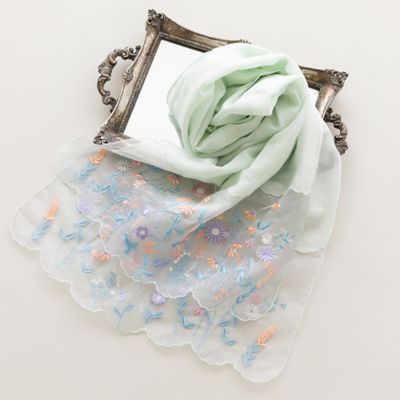 Rose Tiara (Women/大きいサイズ)/ローズティアラ(大きいサイズ) オーガンジー切替刺繍ストール（５１１６２５０１）