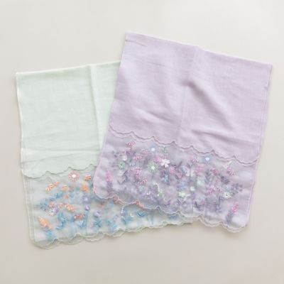 オーガンジー切替刺繍ストール（５１１６２５０１）