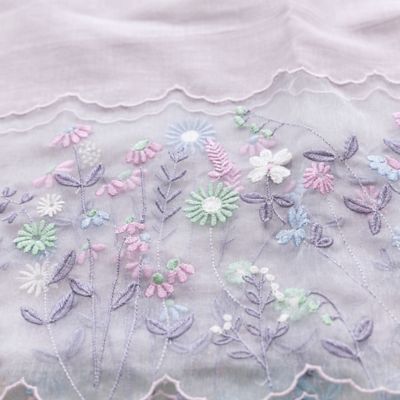 オーガンジー切替刺繍ストール（５１１６２５０１）