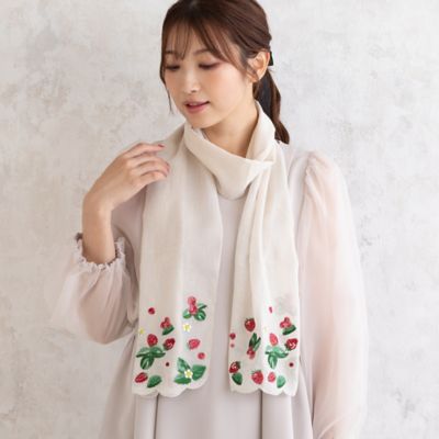再入荷】スカラップ刺繍いちご柄ストール（51162502