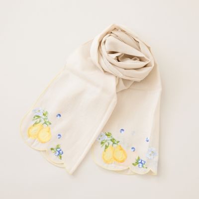 ＜Rose Tiara (Women/大きいサイズ)＞フルーツ柄スカラップ刺繍ストール（５１１６２６０３）