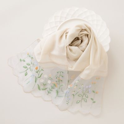 オーガンジーボタニカル刺繍ストール（51162604） | Rose
